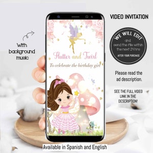 FAIRY PRINCESS video Invitation, Enchanted garden invitation, Fairy Princess invitation, Fairy princess Birthday,Fairy Birthday Invitation.