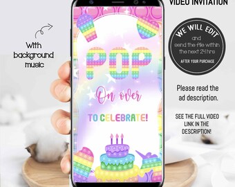 POP IT video invitation, pop it invitation, pop it birthday party, Fidget toys invitation,bubble pop fidget toy,rainbow pop it,party invite