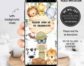 SAFARI video Invitation, jungle safari birthday, Jungle party invitation, jungle birthday invitation, Safari invitation,Safari animals party
