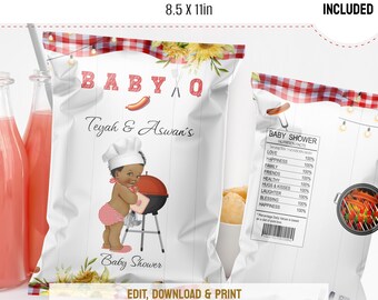BABYQ CHIPBAG Baby shower, party favors, Babyque chip bag,BBQ Chip Bag Printable wrapper,chip bag baby shower Customizable. Bbq01