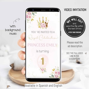Royal Princess video invitation, crown invitation, Royal Princess Birthday invitation,Princess birthday invite, Royal invitation. PR01