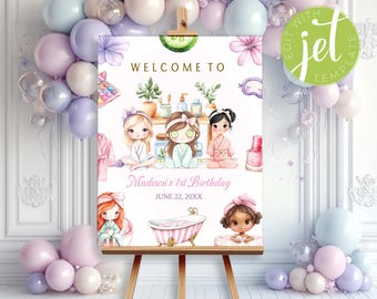 Spa welcome sign, Spa Birthday Party Welcome Sign, Spa Party Decor, Slumber Party, Nail Salon Decor, Themed Birthday Decor, Spa poster. SP1