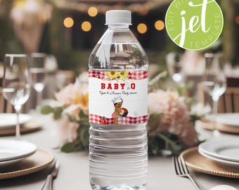 BABYQ Wasserflaschen-Etiketten, Baby-Etiketten, Partygeschenke, druckbare Wasserflaschenetiketten Babyparty, Jungen-Baby-Q, Baby-Q-Etiketten. Personalisierbar. Bbq01