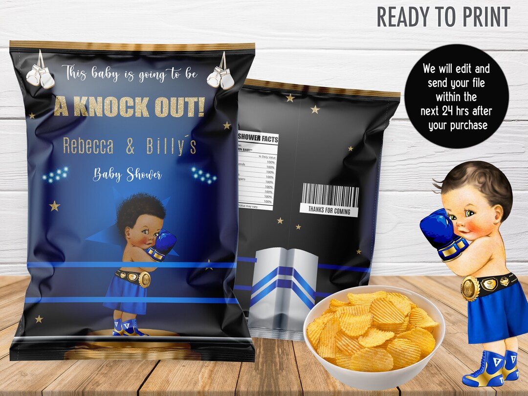 BOXING Chip Bag Boxing Baby Shower Favorsboxing Baby Etsy