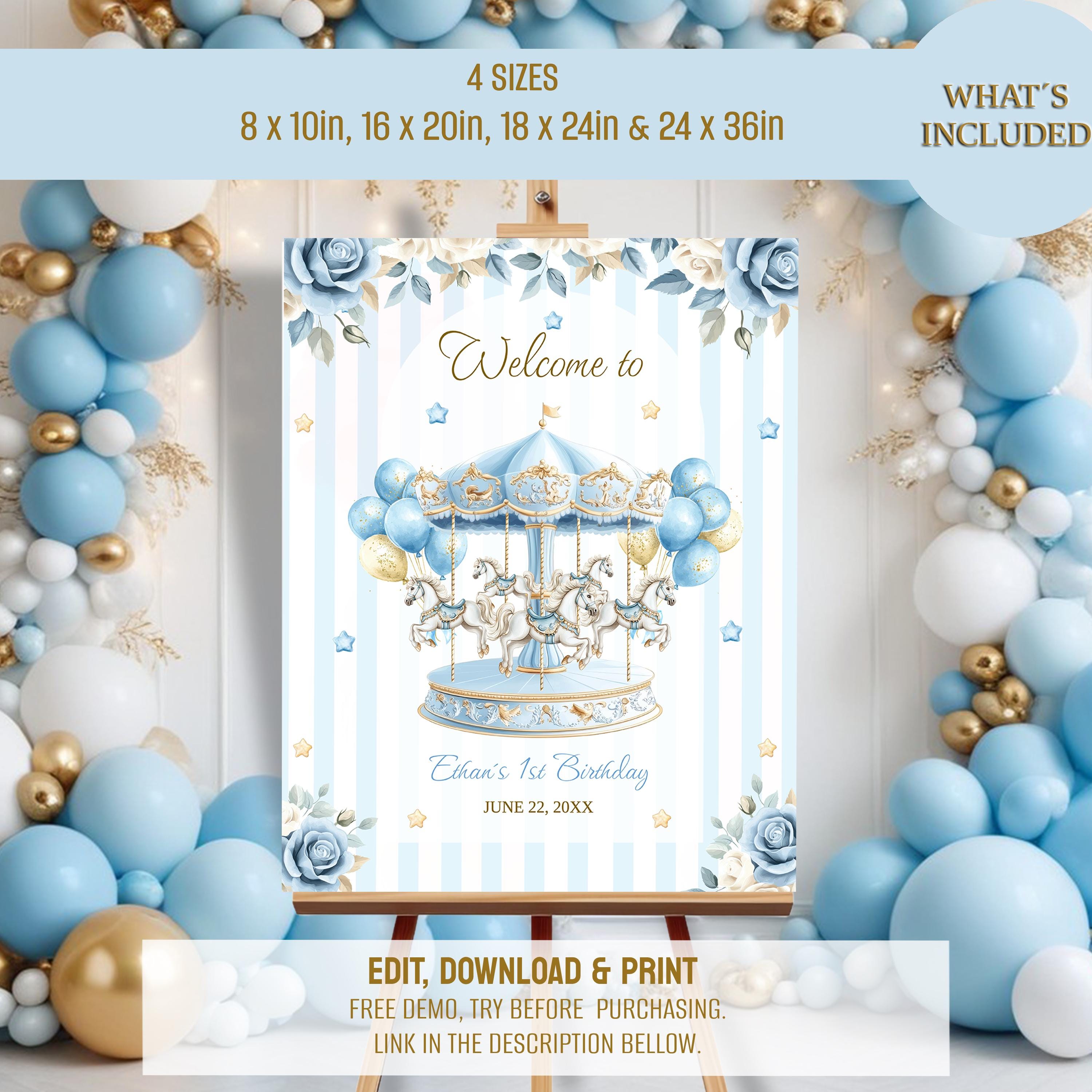 Carousel Welcome Sign, Carnival Welcome Sign, Carousel Birthday ...