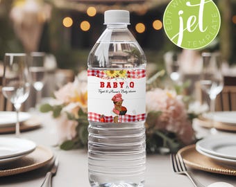 BABYQ Wasserflaschen-Etiketten, Mädchen-Baby-Q-Baby-Printables, Partygeschenke, druckbare Wasserflaschenetiketten Babyparty, Baby-Q-Etiketten. Personalisierbar. Bbq01