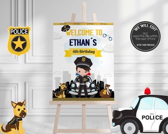 Police Welcome sign, Police poster, Police birthday party, Policeman birthday, police officer party, Police officer birthday, POL01