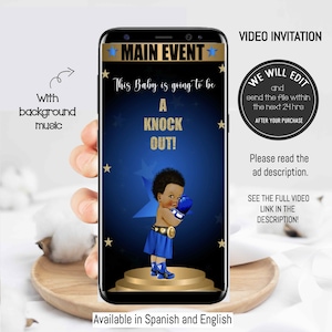 BOXING baby shower video invitation.Boxing invitation.Box Invitation, Boxing birtdhay,  little prince boxer,  Sports Baby Shower. BOX02
