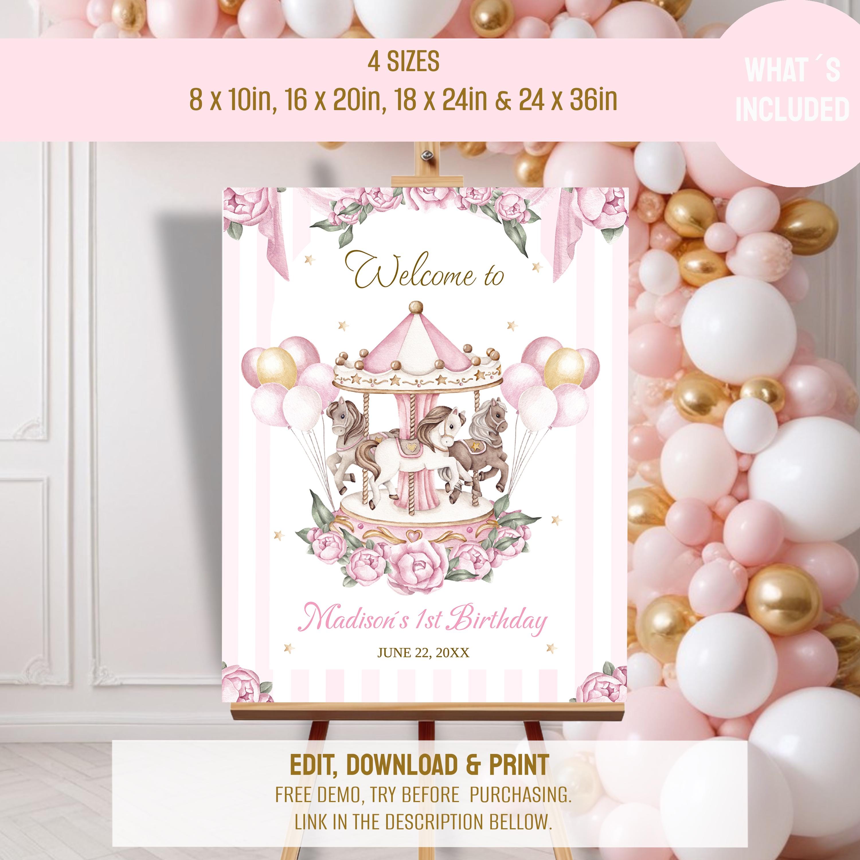 Carousel Welcome Sign, Carnival Welcome Sign, Carousel Birthday ...
