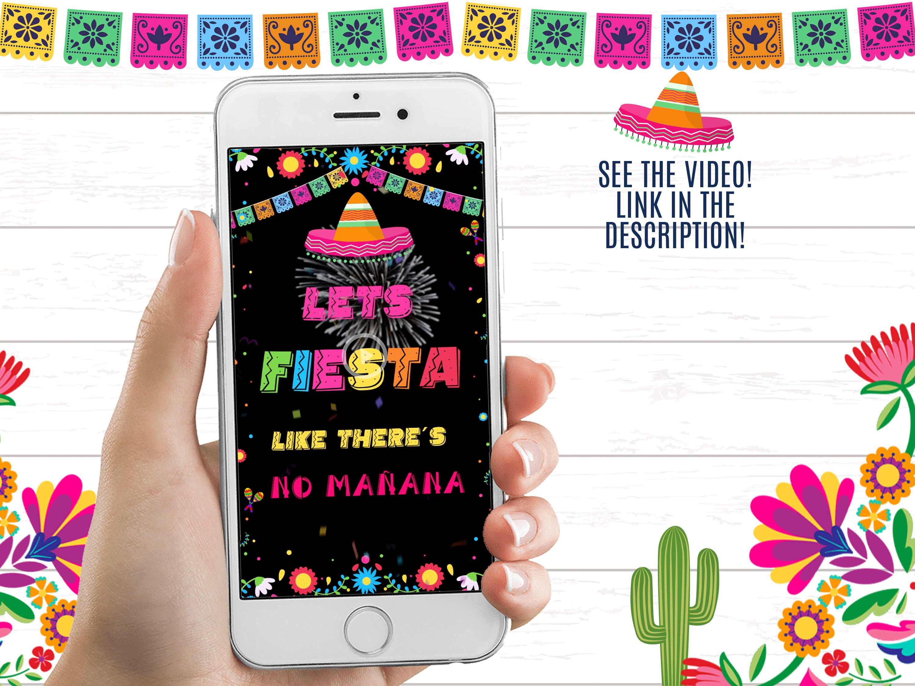 MEXICAN theme video invitation Spanish Mexican Birthday Fiesta Invitation Taco and Tequila Birthday Invitation Mexican Fiesta