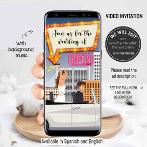 Invitation vidéo de mariage à Las Vegas, invitation à Las Vegas, invitation à une soirée casino, désherbage de Las Vegas, carte animée de Las Vegas, fête de Las Vegas