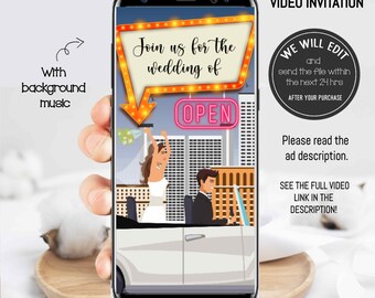 Invitation vidéo de mariage à Las Vegas, invitation à Las Vegas, invitation à une soirée casino, désherbage de Las Vegas, carte animée de Las Vegas, fête de Las Vegas