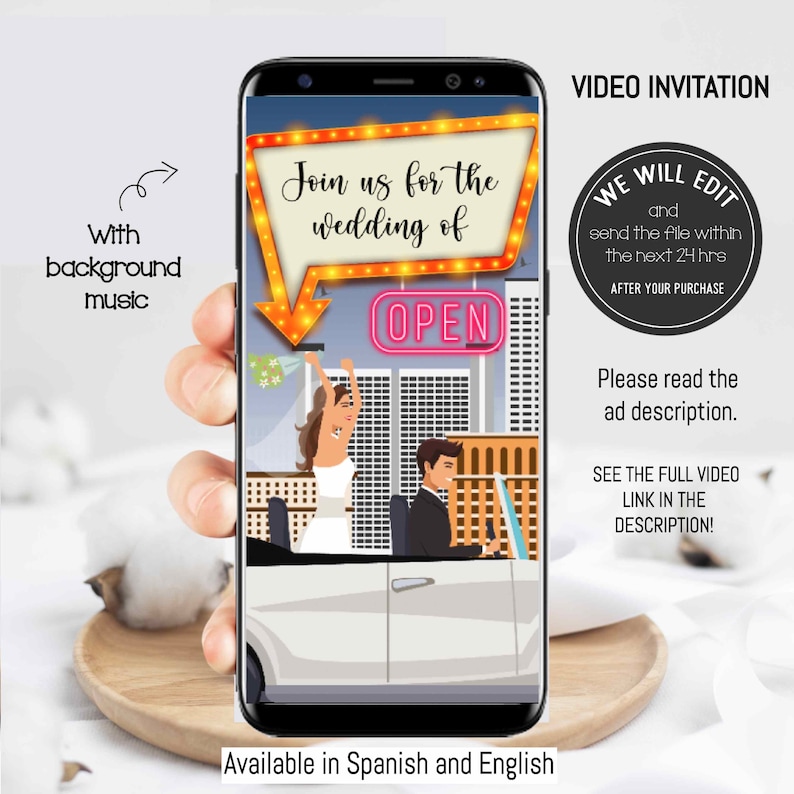Las Vegas wedding video invitation, Las Vegas invitation, casino night invitation, Las Vegas weeding,Las Vegas animated card,Las Vegas party image 1