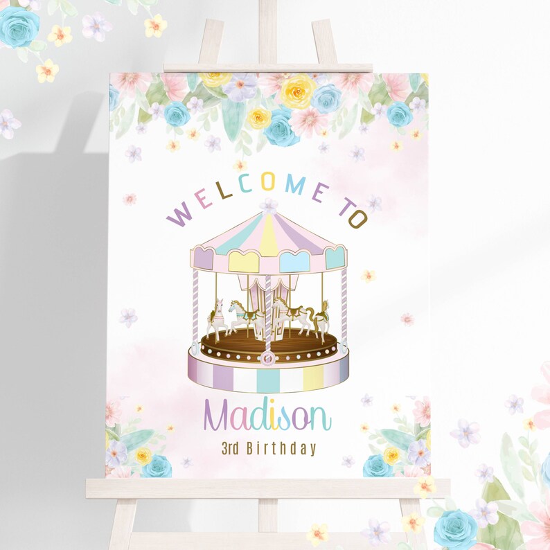 Carousel Welcome Sign, Carnival Welcome Sign, Carousel Birthday ...