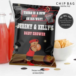 Basketball Chip bag, Basketball baby shower favors, Basketball baby shower, Basketball birtdhay, Sports Baby Shower. BASK01