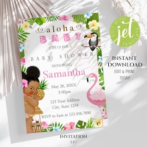 ALOHA baby shower invitation, Tropical Baby Shower Invitation, Hawaiian Baby Shower Invitation, pineapple invitation, tropical invite. AL2