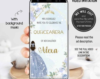 Quinceañera video Invitation, Quinceañera invitation,Quinceanera invitation, Mis Quince Años invitation,15th Birthday, XV invite, 15th party