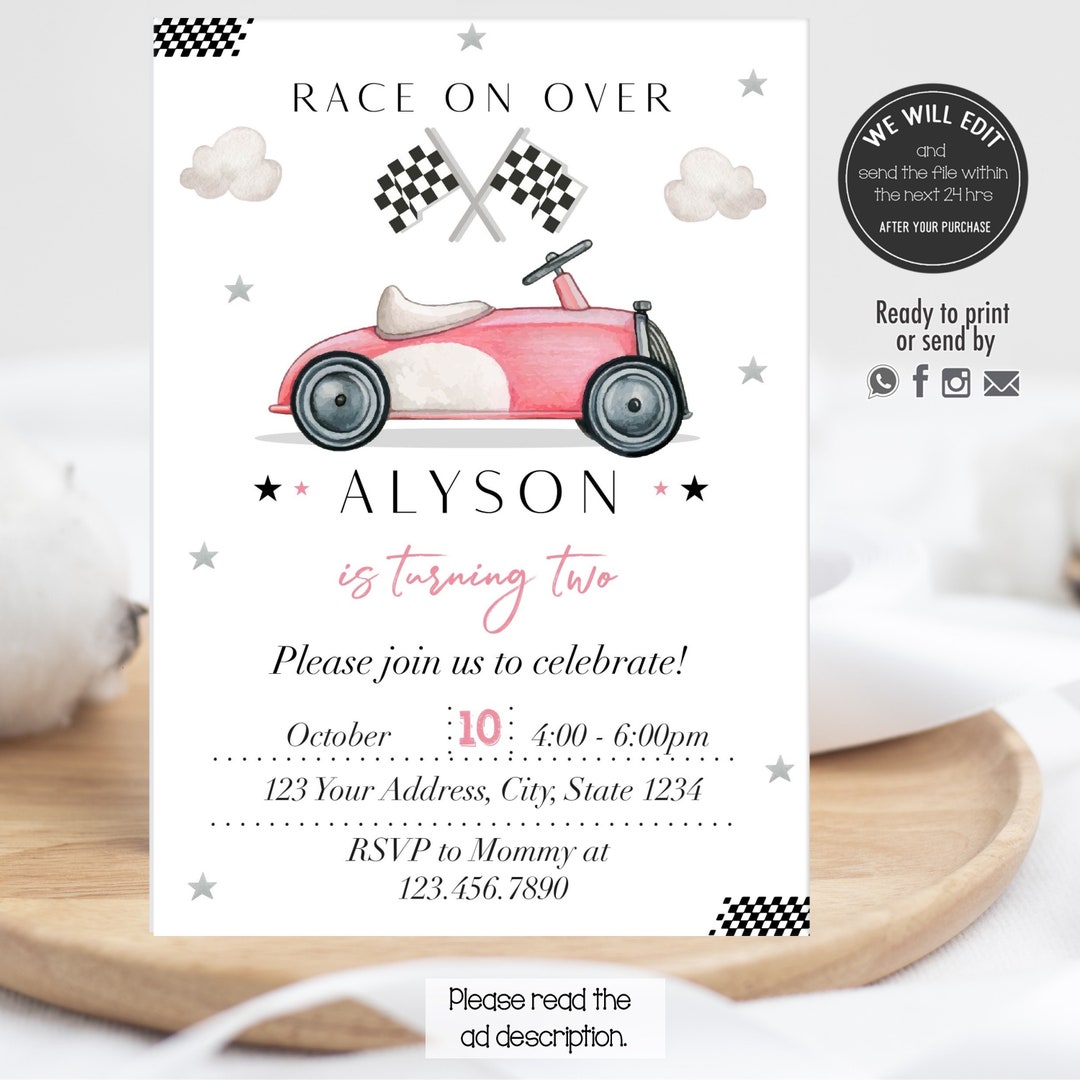 Race Car Girl Birthday Racing Car Birthday, Pink Race Car Birthday ...