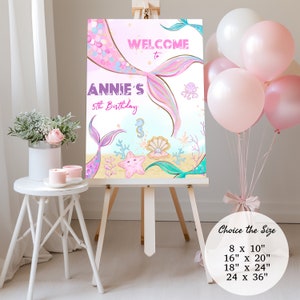 Mermaid welcome sign, mermaid poster, under the sea, mermaid tail, mermaid birthday, mermaid birthday sign. mermaid decor. MER1