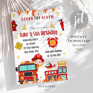 Firefighter invitation, Firetruck Invitation, Firefighter Birthday, fire truck birthday, Fire Fighter Birthday, Instant Download. BF1