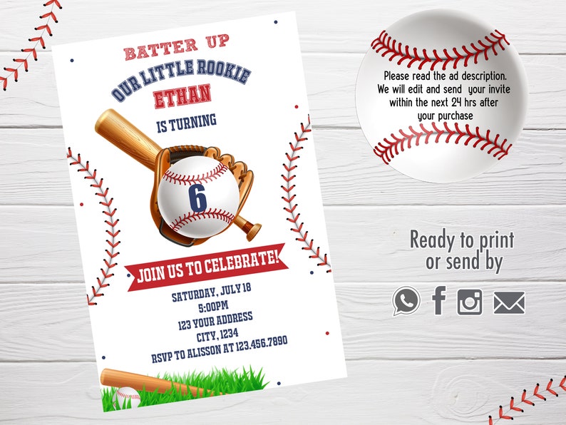 BASEBALL birthday invitationbaseball team partySlugger invitation baseballboy sports birthday invitationbaseball digital