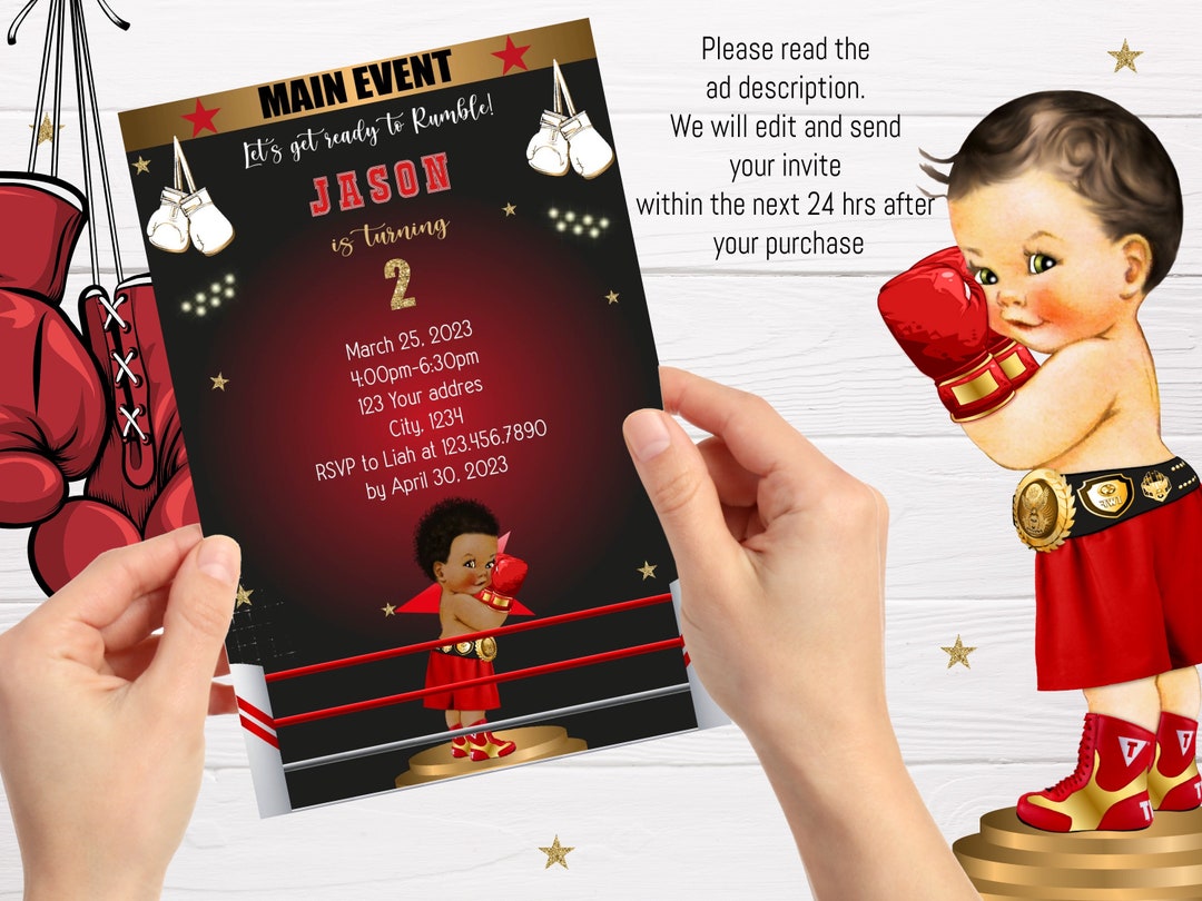 BOXING Birthday Invitation Boxing Invitation Box Invitation Etsy