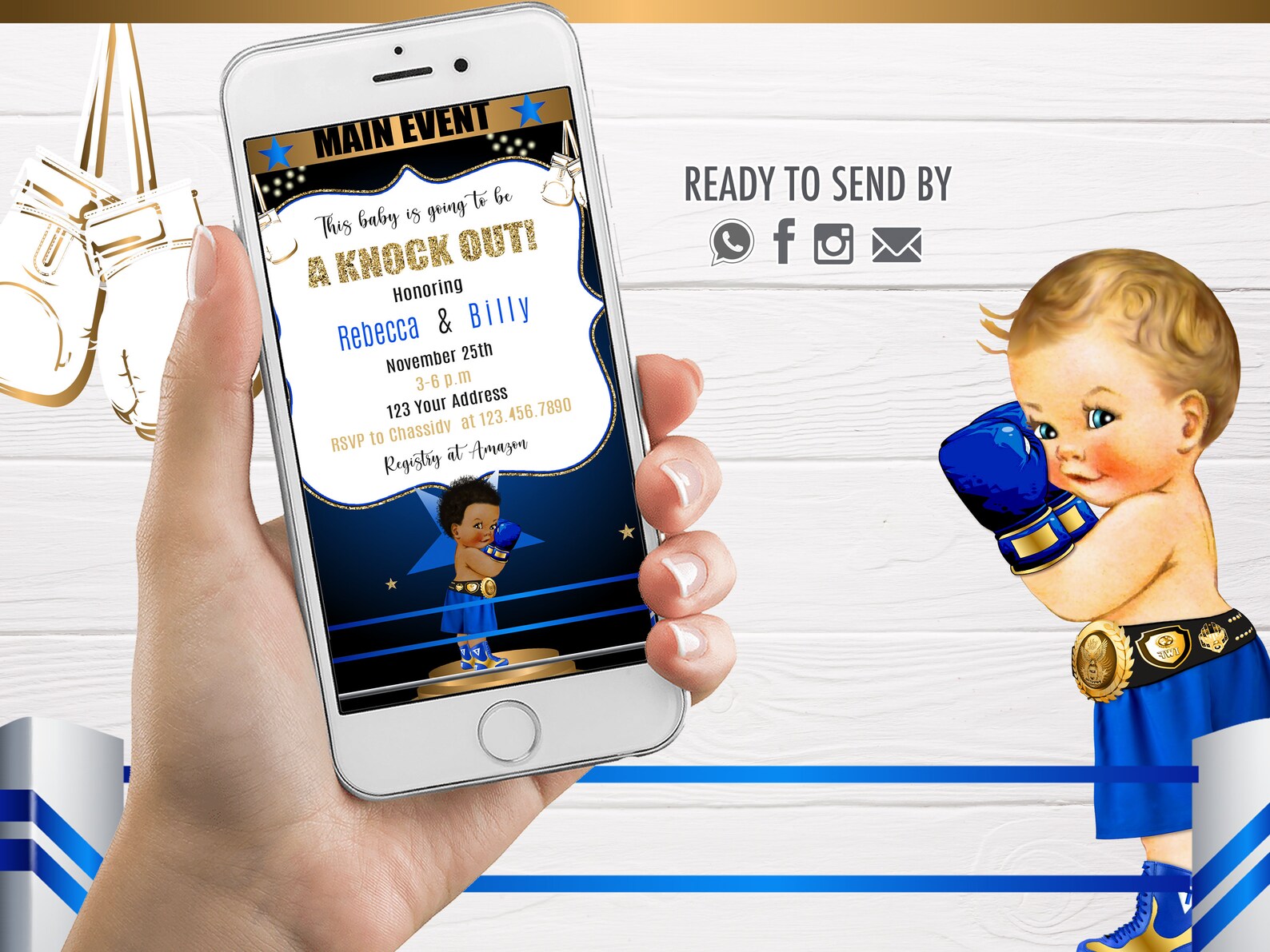 BOXING Baby Shower Invitation Boxing Invitation Box Etsy