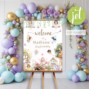 Fairy welcome sign, fairy garden sign, enchanted forest welcome sign, fairies welcome sign, fairy birthday sign, instant download. FAI1