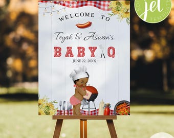 Cartello di benvenuto BBQ, Baby shower BBQ, bomboniere, decorazioni Babyque, cartello di benvenuto Babyq, poster BBQ, cartello di benvenuto in giardino. Bbq01