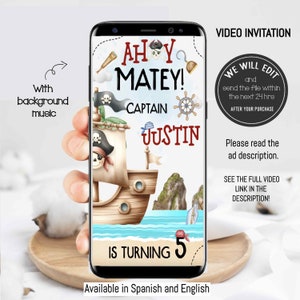 Pirate invitation, video invitation, Pirate birthday invite, Pirate video invitation, Pirate party invite, pirates invitation. PI1