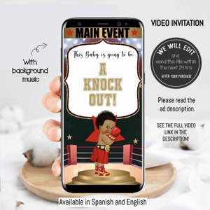 BOXING baby shower video invitation, Boxing invitation, Box Invitation, Boxing birtdhay, little prince boxer,  Sports Baby Shower. BOX01