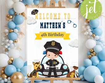 Police Welcome sign, Police poster, Police birthday party, Policeman birthday, police officer party, Police officer birthday, POL01