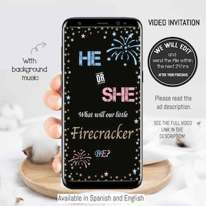 GENDER REVEAL video invitation/Gender reveal party/Gender reveal invite/Boy or girl invitation/He or she invitation/Revelación de género