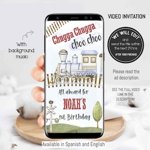 Train video invitation, train party invitation, train birthday invitation, chugga chugga choo choo invitation, choo choo train birthday