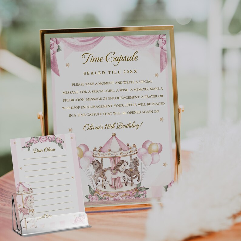 Carousel Time Capsule Sign, Carousel Birthday Party, Time Capsule ...