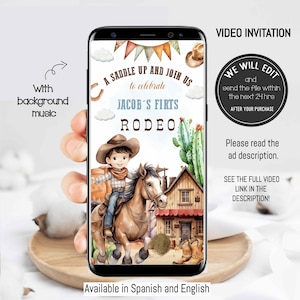 Rodeo invitation, wild west Birthday invitation, Cowboy video invitation, Cowboy birthday invitation, Western invitation, Western party. RO1