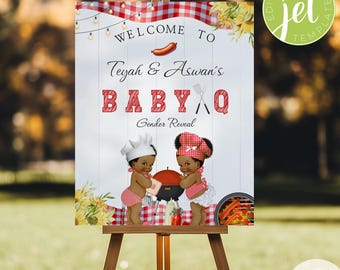 BBQ-welkomstbord, baby-q gender reveal, bbq gender reveal, Babyque-decoraties, Babyq welkomstbord, bbq-poster, welkomstbord achtertuin.