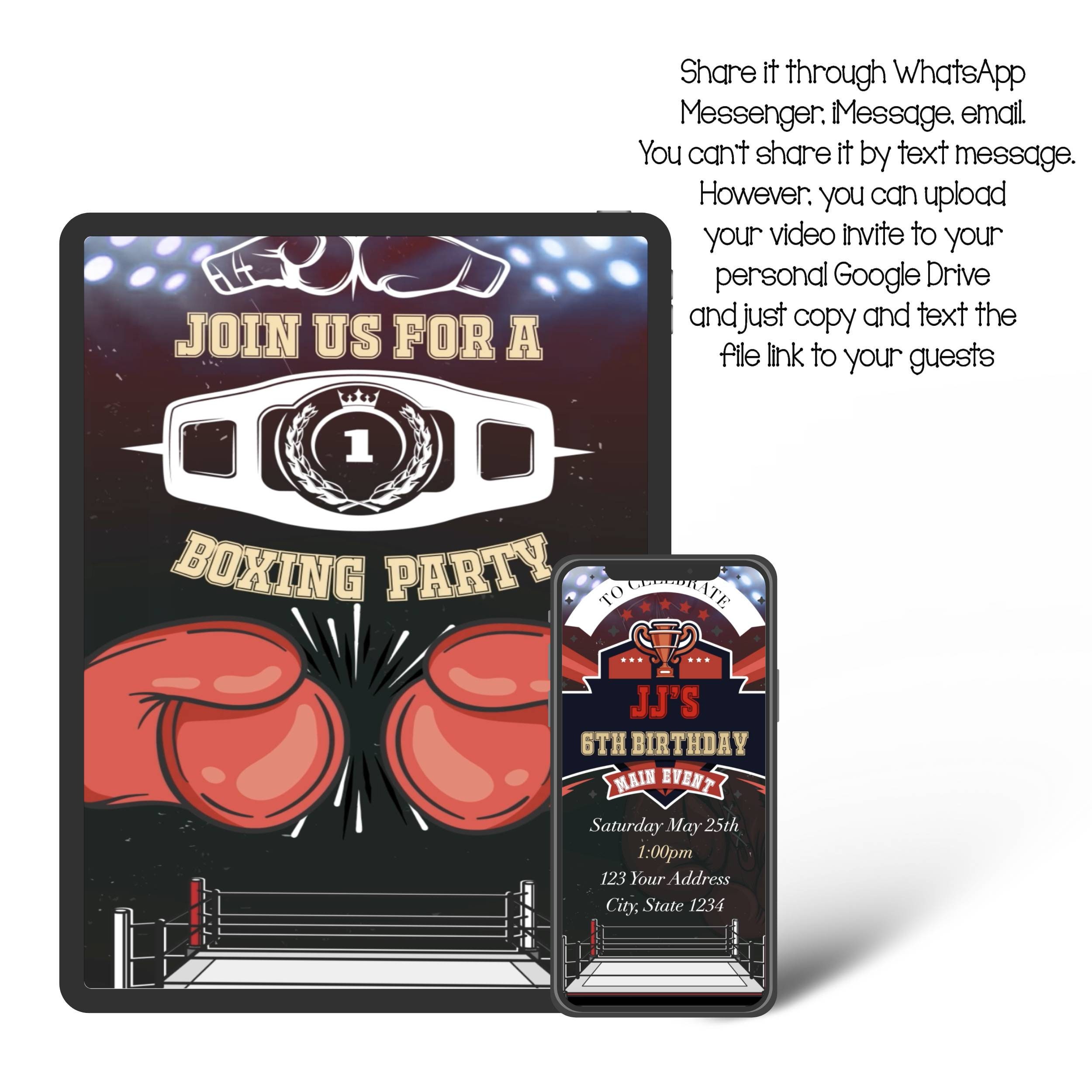 BOXING Birthday Invitation, Video Invitation, Boxing Invitation, Box ...