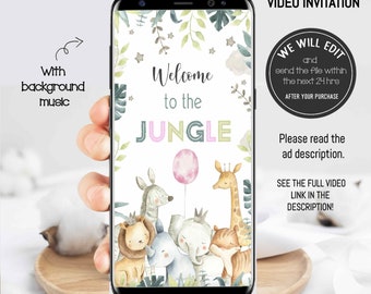 SAFARI video invitation, Safari invitation, jungle invite, Safari girl birthday, Jungle Birthday party, safari Birthday, Jungle party.SAF02