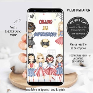 Superhero girls video invitation, Superhero girls birthday, superhero invitation,Superhero girl party,Girl superhero birthday invitation.SG1