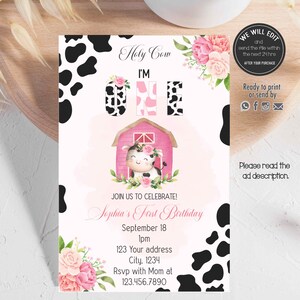 Heilige koe uitnodiging, koe verjaardagsuitnodiging, heilige koe, ik ben één uitnodiging, heilige koe partij, koe verjaardagsuitnodiging, koe eerste feestvarken. KOE01