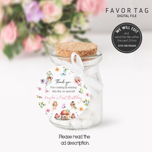 Fairy thank you tag, Fairy birthday party, Floral fairy, Enchanted garden decor, Fairy princess Birthday, Fairy birthday decorations. FA1
