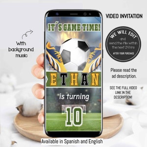 Soccer video invitation, football soccer, Soccer birthday invitation, Soccer party invitation, Sports birthday invite, boy invite