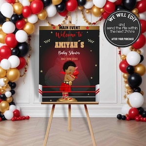 BOXING welcome sign, boxing baby shower favors, Boxing baby shower, Boxing birtdhay, Boxer welcome sign, Welcome poster. BOX01