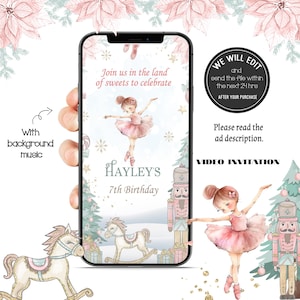 Nutcracker invitation, nutcracker video invitation, Land of sweets nutcracker invitation, Nutcracker birthday, sugar plum fairy birthday