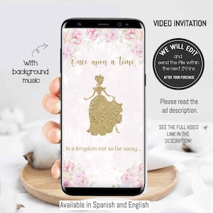 PRINCESS video invitation, Princess Birthday Invitation, Princess invite, Royal princess invitation, princess birthday girl.
