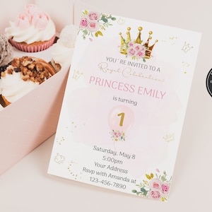 Royal Princess invitation, crown invitation, Royal Princess Birthday invitation,Princess birthday invite, Royal celebration invitation. PR01