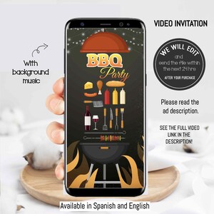 BBQ video Invitation,Backyard BBQ invitation,Barbecue Invitation, BBQ Birthday Invitation, Barbecue Party, Barbecue Bday.Bbq theme