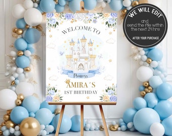 Welcome sign princess, Princess castle welcome sign, Fairytale birthday, Princess birthday, Royal princess birthday, Princess sign. CAST02