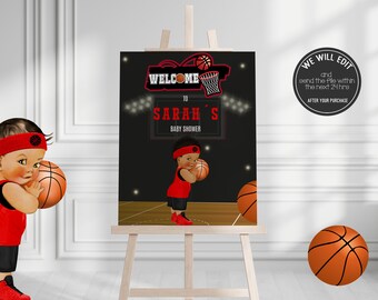 Basketball welcome sign, baby shower welcome sign,  basketball baby shower, basketball birthday welcome sign, Welcome poster. BASK01